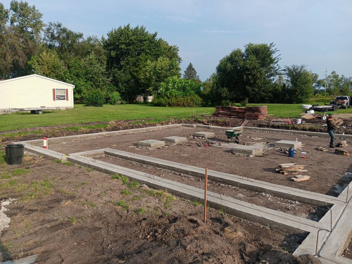 Finished footing layout on a cleared site