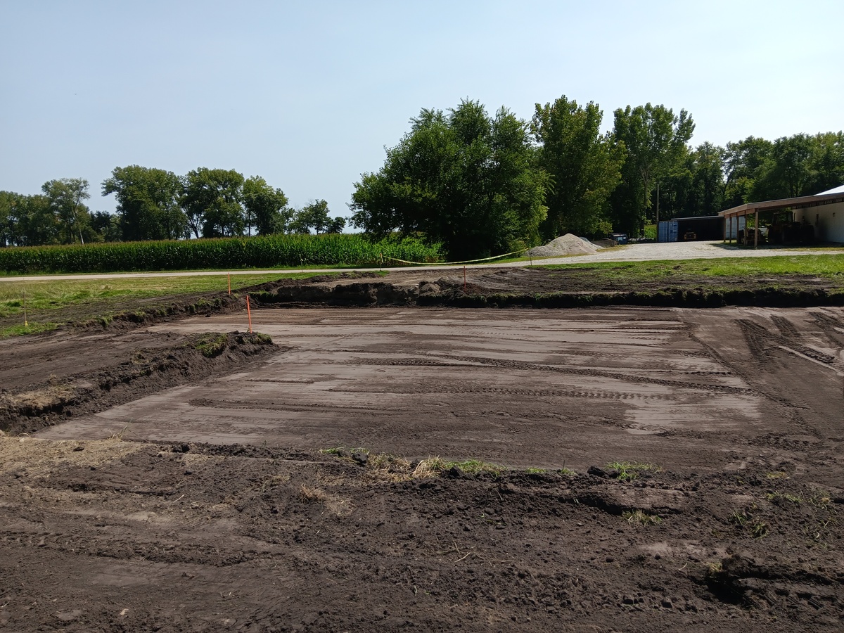 Excavated site graded for concrete