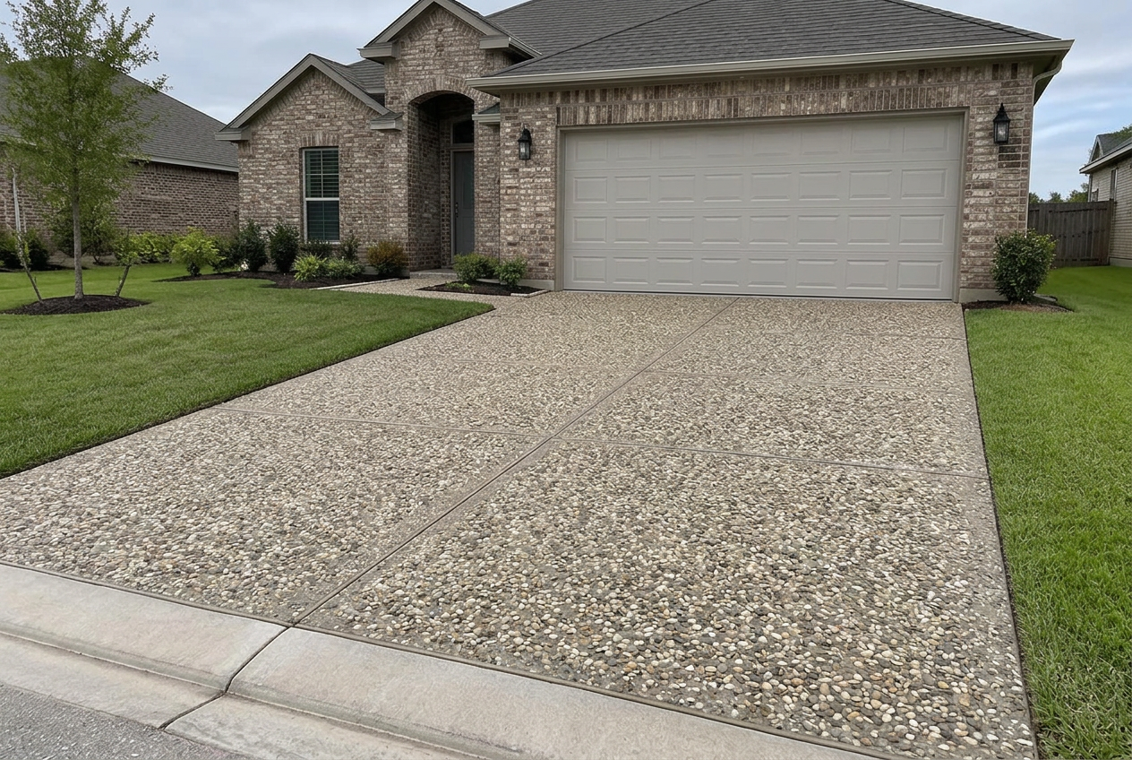 Illustrative example: driveway with exposed aggregate concrete