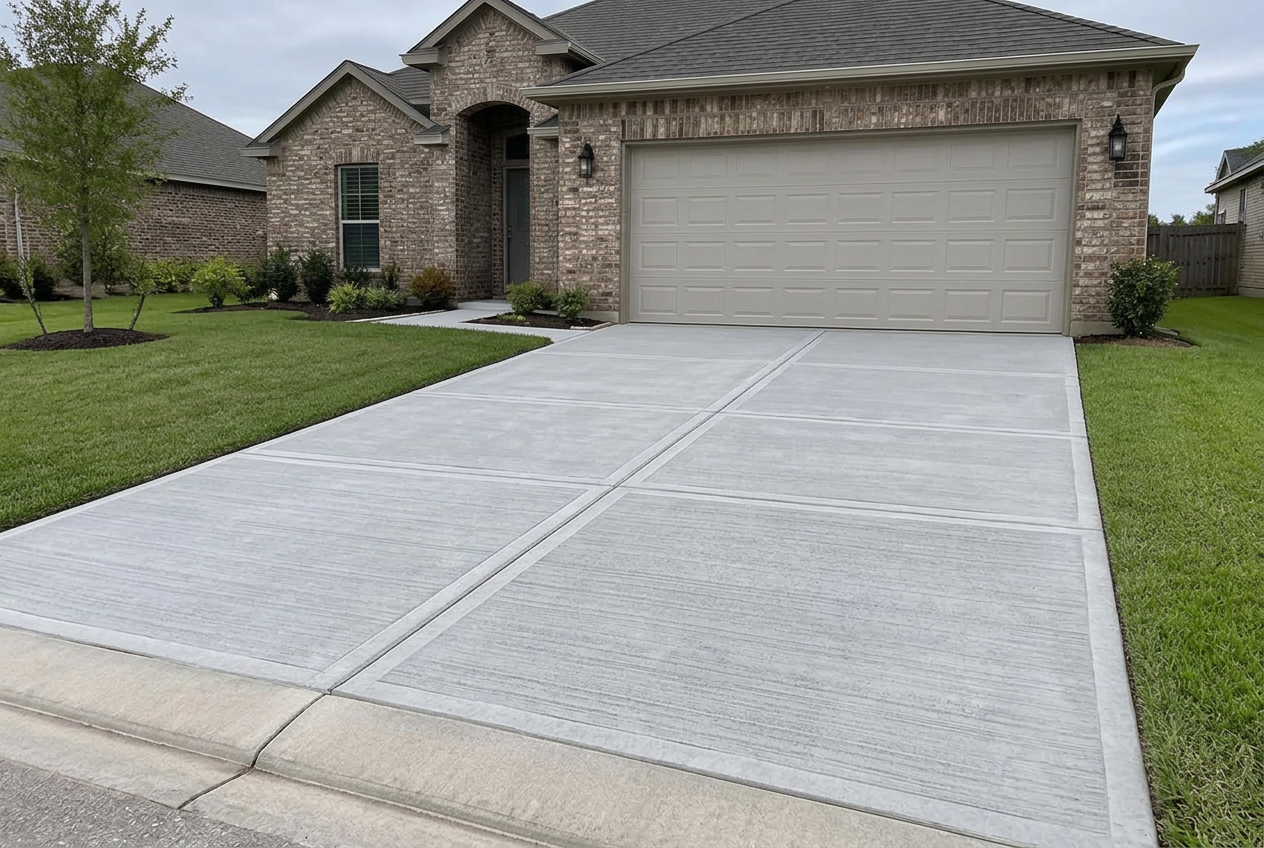 Illustrative example: driveway with broom finish concrete