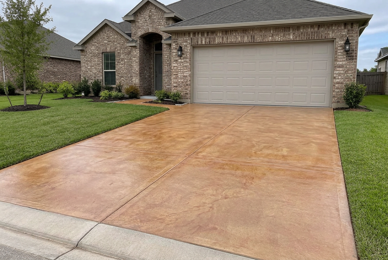 Illustrative example: driveway with colored and stained concrete
