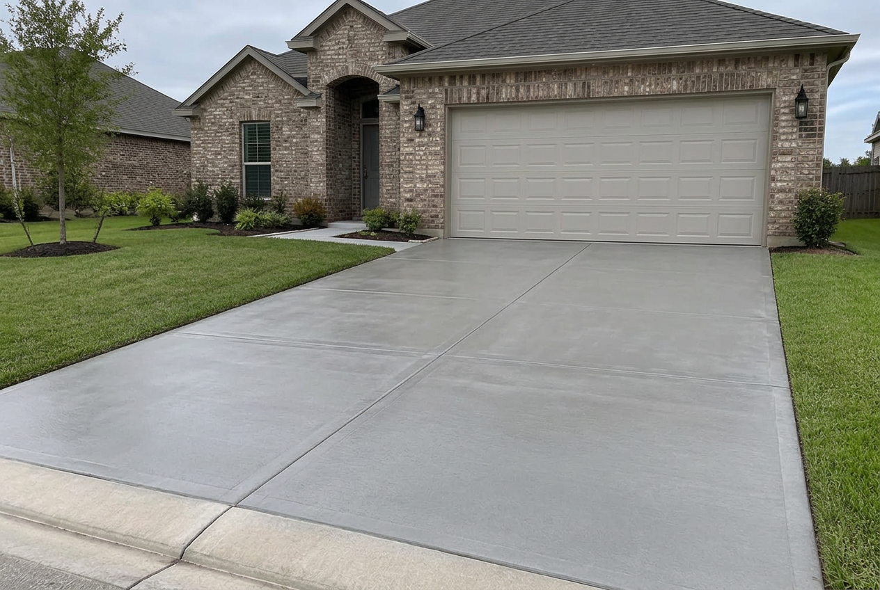 Illustrative example: driveway with smooth troweled concrete