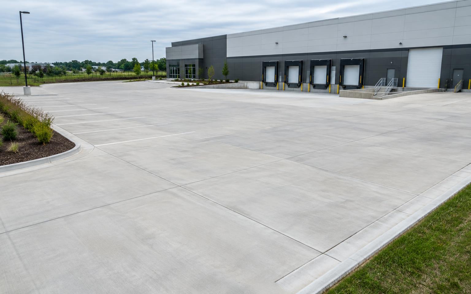 Illustrative example of a commercial concrete parking area