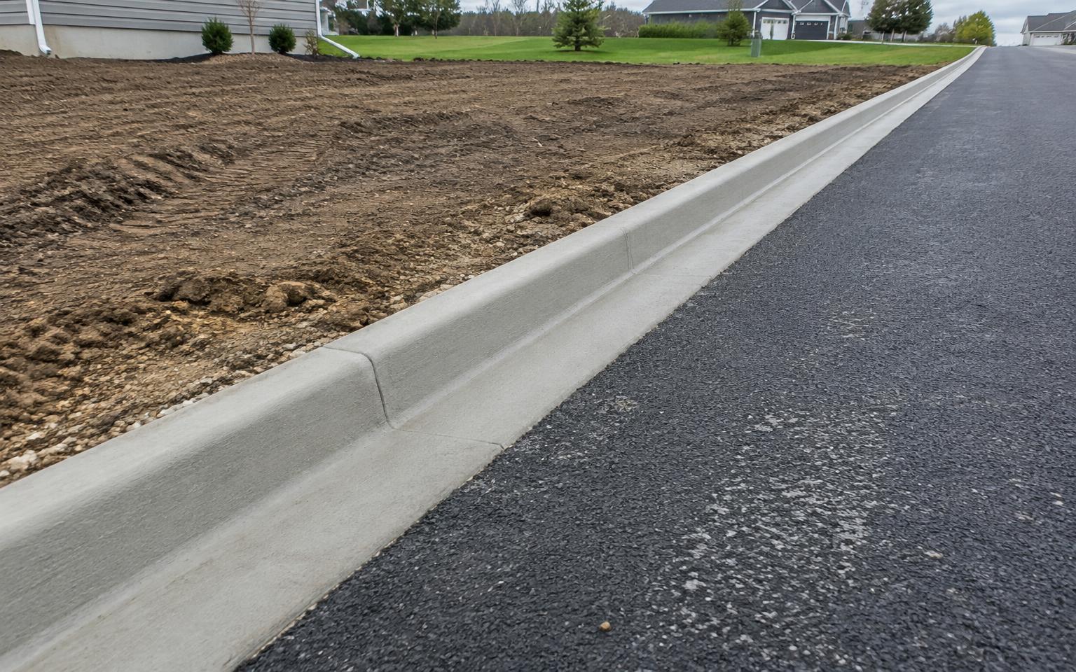 Illustrative example of concrete curb and gutter