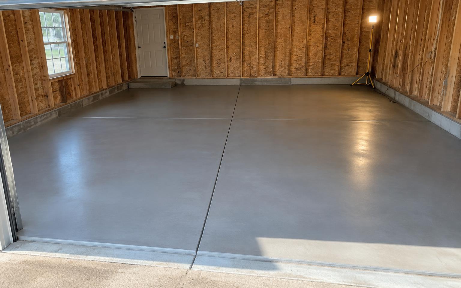 Illustrative example of a finished concrete garage floor