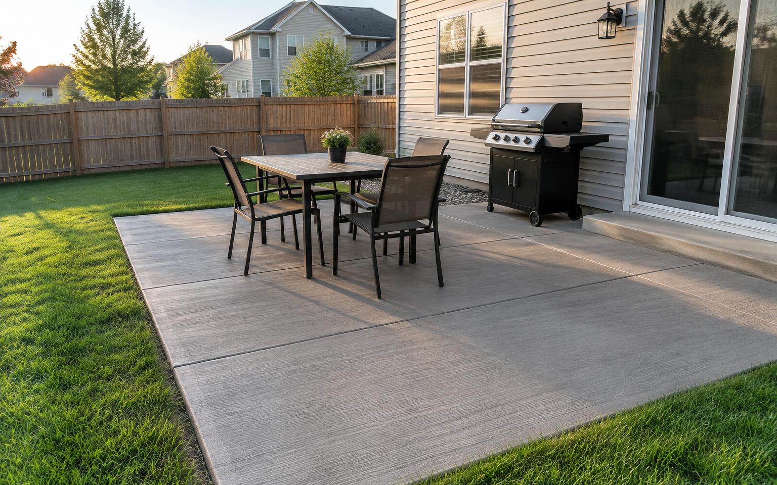 Illustrative example of a finished concrete patio
