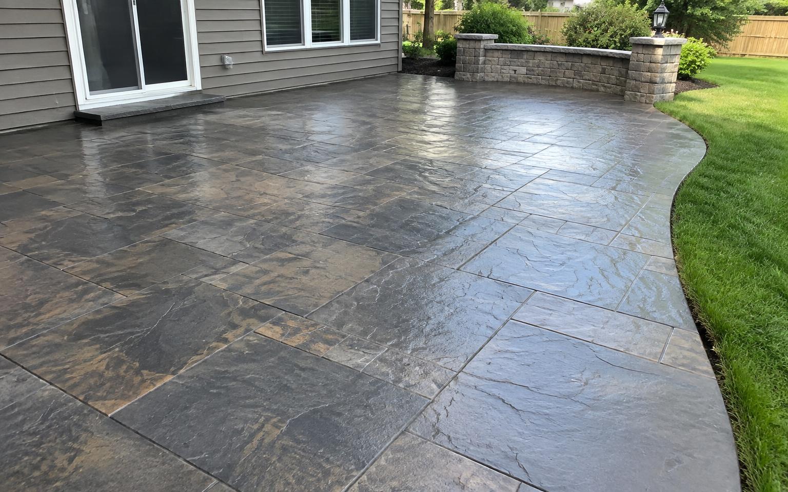 Illustrative example of a stamped concrete patio